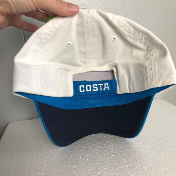 Costa Born On The Water Traveler Twill Fishing Hat Blue White One Size NEW - Picture 5 of 7
